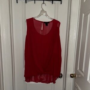 Ashley Stewart Red Sleeveless Twist-Hem Chiffon Camisole